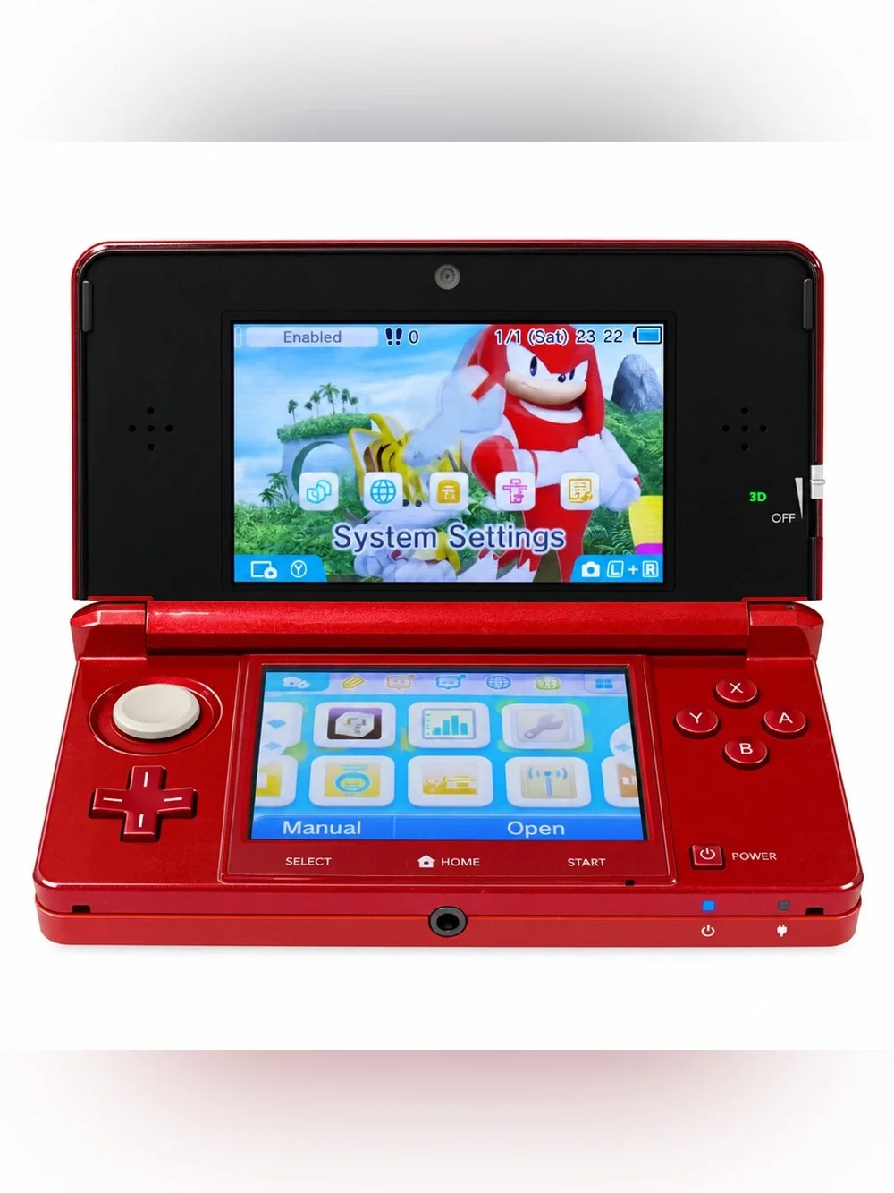 Nintendo 3DS Handheld Game Console CTR-001 Red-Charger, Stylus, 2GB Card, Game